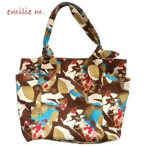 Emilie M. Large Multicolor Floral Tote Handbag Fully-Lined 18" x 13" x 5"